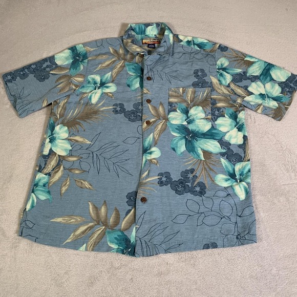 Havana Jack'S Cafe Other - Men's Teal Floral Short-Sleeve Button-Down Shirt